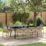 Set da Pranzo per Giardino 9 pcs Beige polyrattan