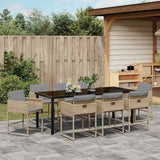Set da Pranzo per Giardino 9 pcs Beige polyrattan