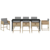 Set da Pranzo per Giardino 9 pcs Beige polyrattan