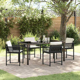 Set da Pranzo per Giardino 5 pcs Nero polyrattan