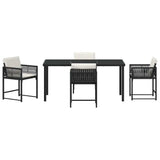 Set da Pranzo per Giardino 5 pcs Nero polyrattan