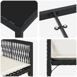 Set da Pranzo per Giardino 9 pcs Nero polyrattan