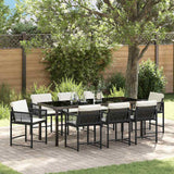 Set da Pranzo per Giardino 9 pcs Nero polyrattan