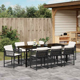Set da Pranzo per Giardino 9 pcs Nero polyrattan