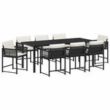 Set da Pranzo per Giardino 9 pcs Nero polyrattan