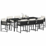 Set da Pranzo per Giardino 9 pcs Nero polyrattan