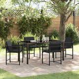 Set da Pranzo per Giardino 5 pcs Nero polyrattan