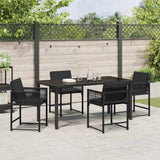 Set da Pranzo per Giardino 5 pcs Nero polyrattan
