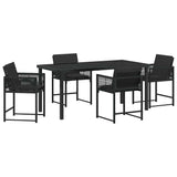 Set da Pranzo per Giardino 5 pcs Nero polyrattan