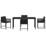 Set da Pranzo per Giardino 5 pcs Nero polyrattan