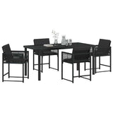 Set da Pranzo per Giardino 5 pcs Nero polyrattan