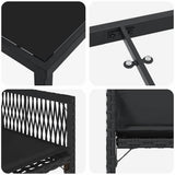 Set da Pranzo per Giardino 9 pcs Nero polyrattan