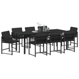 Set da Pranzo per Giardino 9 pcs Nero polyrattan