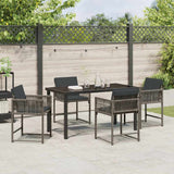 Set da Pranzo per Giardino 5 pcs Grigio polyrattan