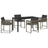 Set da Pranzo per Giardino 5 pcs Grigio polyrattan