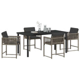 Set da Pranzo per Giardino 5 pcs Grigio polyrattan