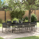 Set da Pranzo per Giardino 9 pcs Grigio polyrattan