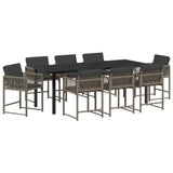 Set da Pranzo per Giardino 9 pcs Grigio polyrattan