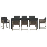 Set da Pranzo per Giardino 9 pcs Grigio polyrattan