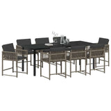 Set da Pranzo per Giardino 9 pcs Grigio polyrattan