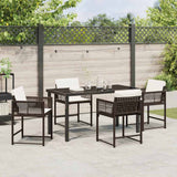 Set da Pranzo per Giardino 5 pcs Marrone polyrattan