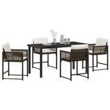 Set da Pranzo per Giardino 5 pcs Marrone polyrattan