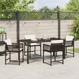 Set da Pranzo per Giardino 5 pcs Marrone polyrattan
