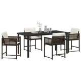 Set da Pranzo per Giardino 5 pcs Marrone polyrattan