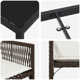 Set da Pranzo per Giardino 9 pcs Marrone polyrattan