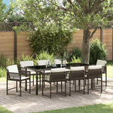 Set da Pranzo per Giardino 9 pcs Marrone polyrattan