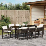 Set da Pranzo per Giardino 9 pcs Marrone polyrattan