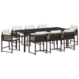 Set da Pranzo per Giardino 9 pcs Marrone polyrattan