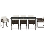 Set da Pranzo per Giardino 9 pcs Marrone polyrattan
