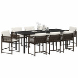 Set da Pranzo per Giardino 9 pcs Marrone polyrattan