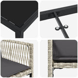 Set da Pranzo per Giardino 5 pcs Grigio chiaro polyrattan