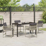 Set da Pranzo per Giardino 5 pcs Grigio chiaro polyrattan