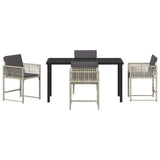 Set da Pranzo per Giardino 5 pcs Grigio chiaro polyrattan