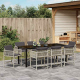 Set da Pranzo per Giardino 9 pcs Grigio chiaro polyrattan