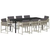 Set da Pranzo per Giardino 9 pcs Grigio chiaro polyrattan