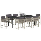 Set da Pranzo per Giardino 9 pcs Grigio chiaro polyrattan