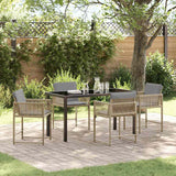 Set da Pranzo per Giardino 5 pcs Beige polyrattan