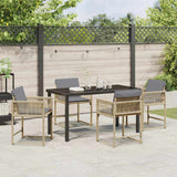 Set da Pranzo per Giardino 5 pcs Beige polyrattan
