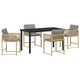 Set da Pranzo per Giardino 5 pcs Beige polyrattan