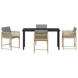 Set da Pranzo per Giardino 5 pcs Beige polyrattan