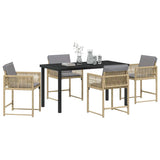 Set da Pranzo per Giardino 5 pcs Beige polyrattan