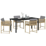 Set da Pranzo per Giardino 5 pcs Beige polyrattan