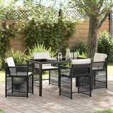 Set da Pranzo per Giardino 5 pcs Nero polyrattan