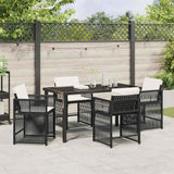 Set da Pranzo per Giardino 5 pcs Nero polyrattan