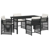 Set da Pranzo per Giardino 5 pcs Nero polyrattan