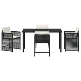 Set da Pranzo per Giardino 5 pcs Nero polyrattan